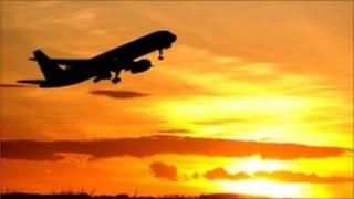 Plane leaving Newcastle Airport