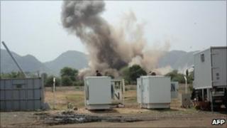 Two bombs land very close to the UN Mission in Sudan (UNMIS) compound in Kauda on June 14, 2011