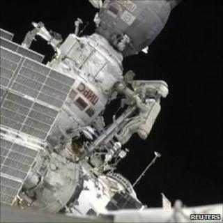 Cosmonauts outside the ISS