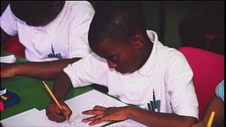 Boys working in class