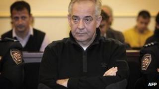 Croatian ex-Prime Minister Ivo Sanader in court in Zagreb, 28 October
