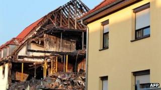 The burnt out house in Zwickau, eastern Germany, where the evidence was found 11 November 2011