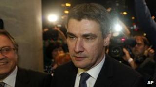 Opposition leader Zoran Milanovic as results came in, Zagreb, 4 December 2011