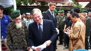 Dutch ambassador Tjeerd de Zwaan at a ceremony in Balongsari village