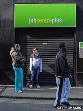 People outside a job centre