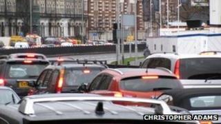 Traffic caused by the closure of the Hammersmith flyover