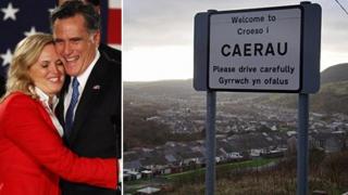 Ann and Mitt Romney and Caerau near Maesteg in south Wales