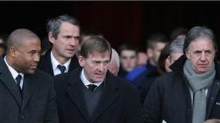 John Barnes, Alan Hansen, Kenny Dalglish and Mark Lawrenson at Gary Ablett's funeral