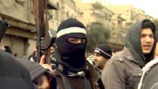 Anti-Assad fighters in Saqba