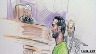 Artist's impression of Amine El Khalifi in Virginia courthouse - 17 February