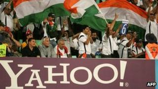 A Yahoo banner at an India cricket match
