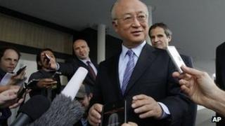 Yukiya Amano at Vienna airport. 20 May 2012