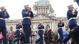 Parade passing city hall