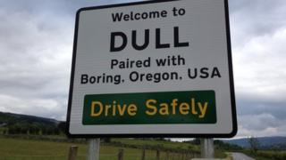 Dull and Boring road sign