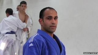 Palestinian judoka Maher Abul Rmelleh at a martial arts studio in east Jerusalem