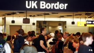 Queues at Border Control in Terminal Five of London's Heathrow Airport