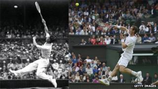Wimbledon finalists Henry "Bunny" Austin and Andy Murray
