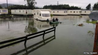 Flooded caravan park in Newcastle