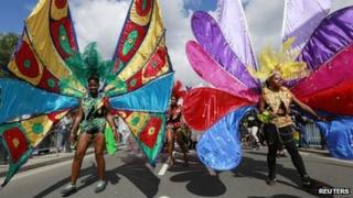 About a million people attend the Notting Hill Carnival each year