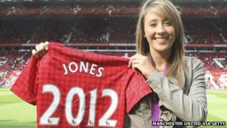 Jade Jones with her Manchester United shirt