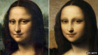 Leonardo Da Vinci's Mona Lisa, which hangs in the Louvre in Paris (left) and the Isleworth Mona Lisa