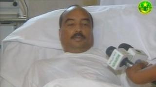 Mauritanian President Mohamed Ould Abdelaziz appears on television