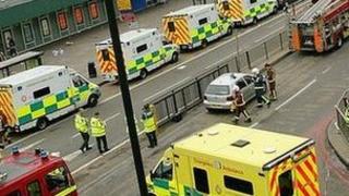 Emergency services outside King's Cross station