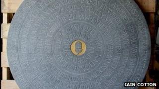 Hand-carved limestone marker