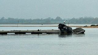 The damaged pontoon