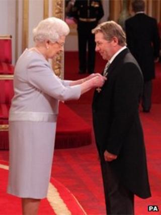 Queen awarding OBE to Nick Skelton
