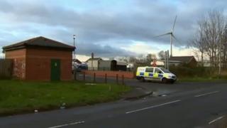 Police van outside Shirenewton caravan park