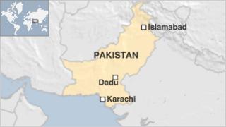 Map of Pakistan showing Dadu District