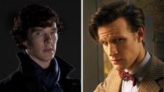 Benedict Cumberbatch as Sherlock and Matt Smith in Doctor Who