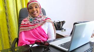 Safia Yassin Farah in her office in Mogadishu, Somalia