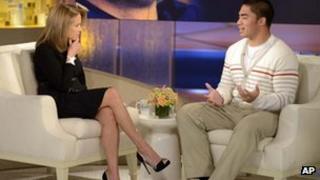 Notre Dame linebacker Manti Te'o speaks to Katie Couric 23 January 2013