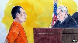 Courtroom sketch of David Headley