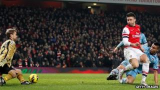 Arsenal v West Ham United in the Premier League