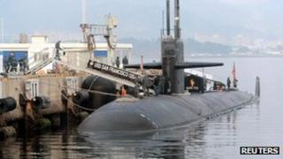USS San Francisco submarine at Jinhae naval base in Changwon, South Korea (1 Feb 2013)
