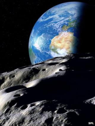 Asteroid and Earth artwork