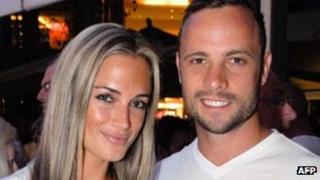 Reeva Steenkamp with Oscar Pistorius