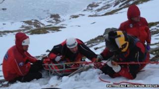 Boy being rescued in Lake District