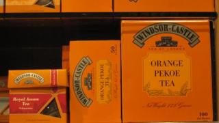 Windsor Castle tea on a shelf in a German supermarket