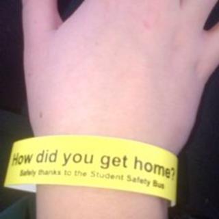 A yellow safety wrist band