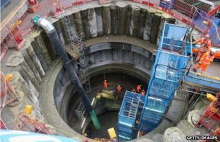 Construction of the Crossrail station at Farringdon
