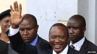 President elect Uhuru Kenyatta greets his supporters - 10 March 2013