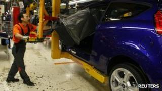 A worker at a Ford factory in Cologne