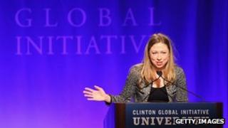 Chelsea Clinton speaks to students in St Louis, Missouri 6 April 2012