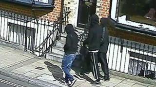 CCTV showing the three people police want to trace