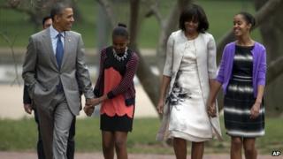 The Obama family in Washington DC, 31 March 2013