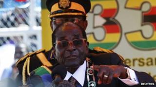 Zimbabwe's President Robert Mugabe at a rally on 18 April 2013